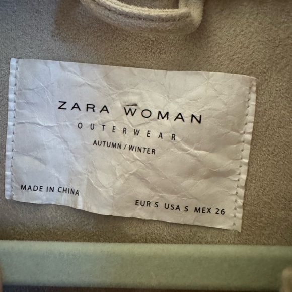 Zara Woman Cream Faux Shearling with Sheep Leather Accents Coat - Picture 2 of 10